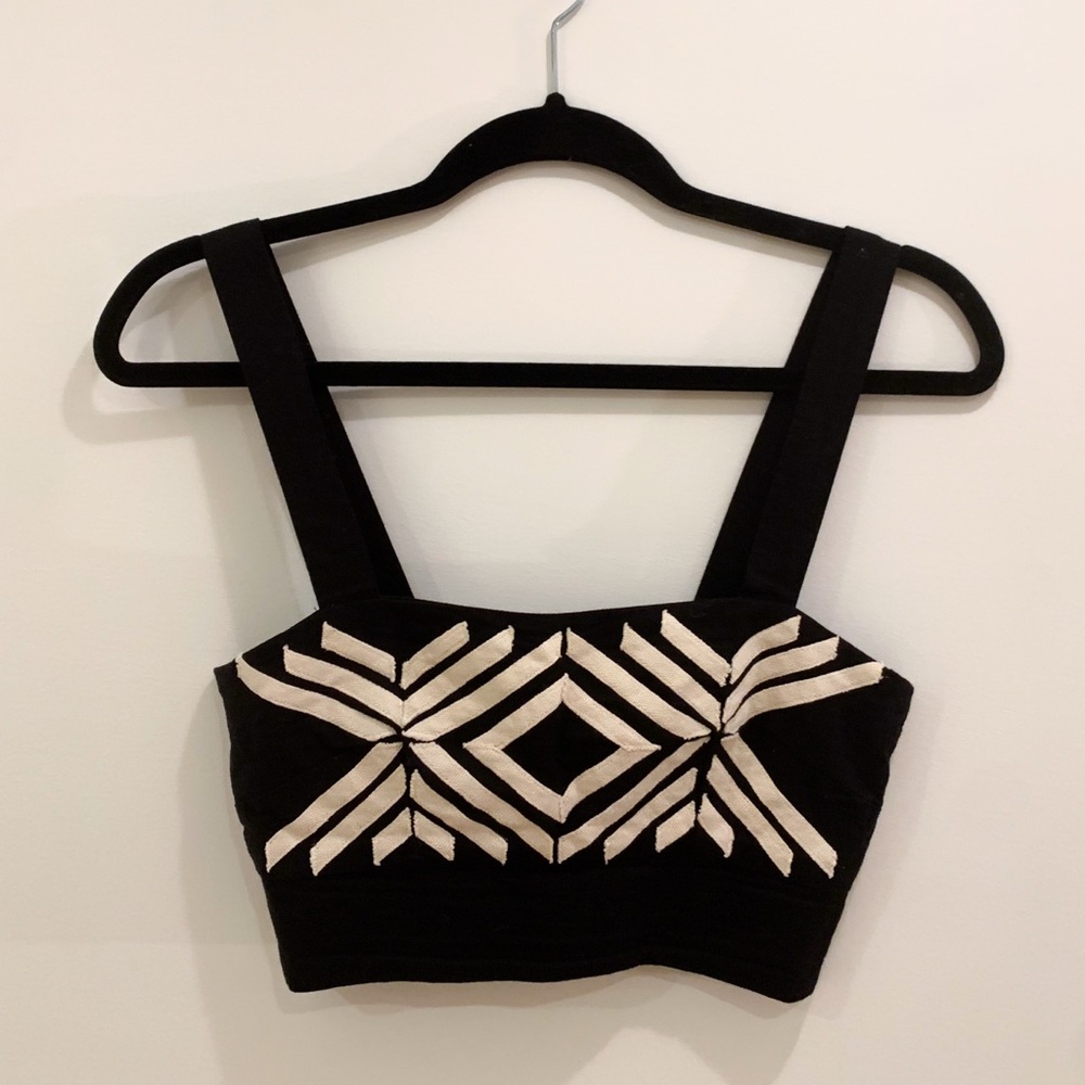 Black and Cream Geometric Crop Top (never worn)